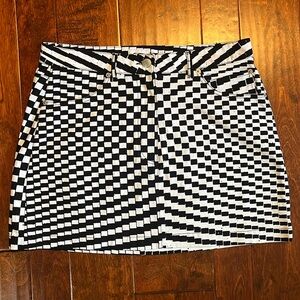 Obey Clothing black white checkered denim miniskirt punk skater emo, 31 waist